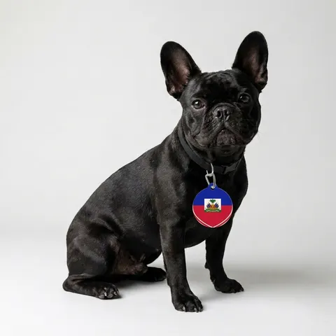 Haiti Blue Red Banner Pet Tag