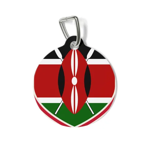 Kenya Black Red Green Stripes Pet Tag — front view