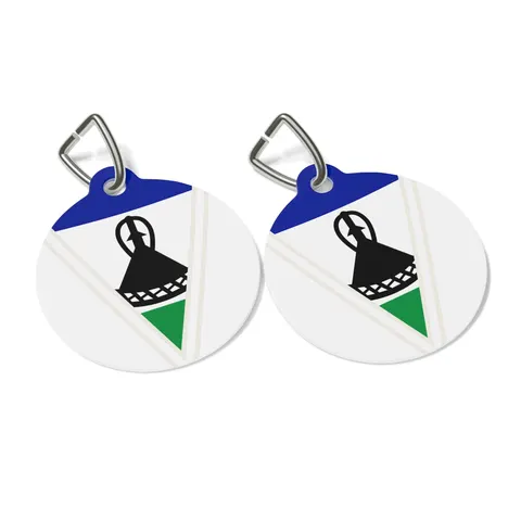 Lesotho Blue White Green Emblem Pet Tag — other view