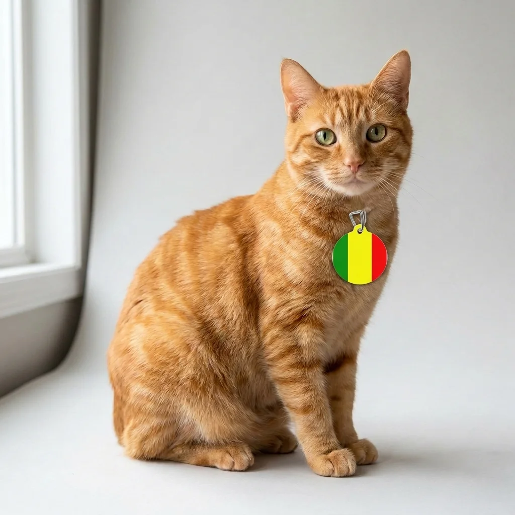 Mali Green Yellow Red Pet Tag — lifestyle view