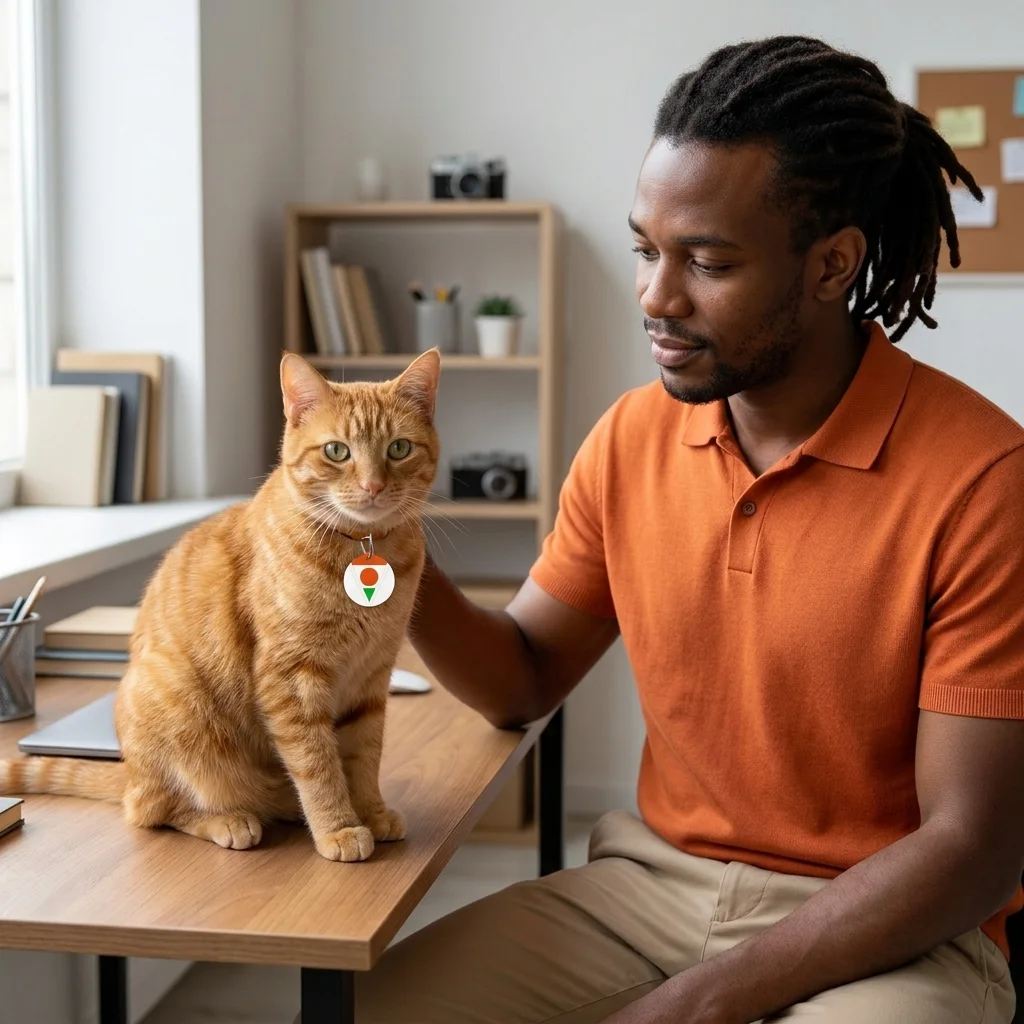 Niger Orange White Green Circle Pet Tag — lifestyle-owner view