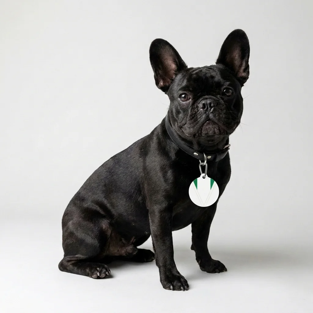 Nigeria Green & White Stripes Pet Tag — lifestyle view
