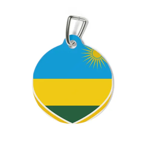 Rwanda Sky Blue & Sun Pet Tag — back view