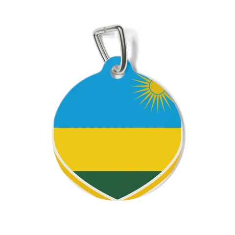 Rwanda Sky Blue & Sun Pet Tag — front view