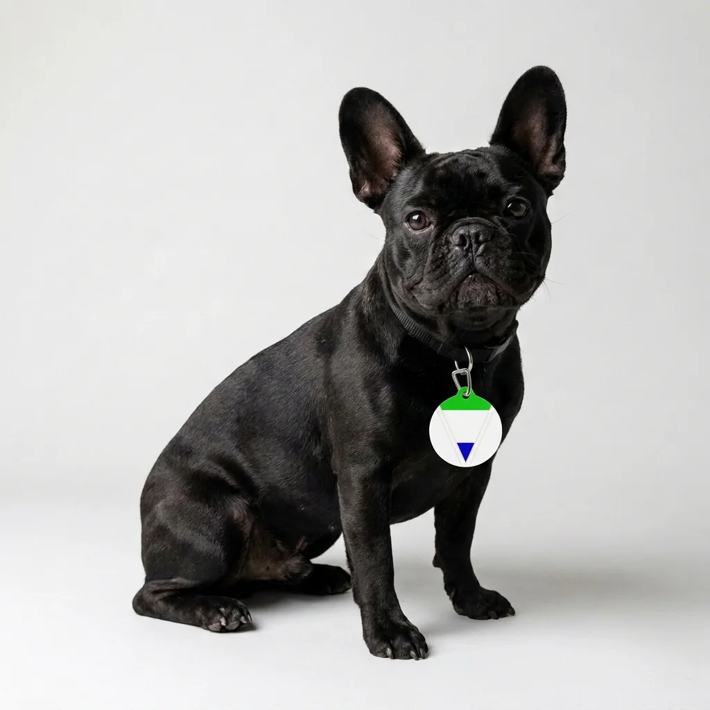 Sierra Leone Green White Blue Pet Tag — lifestyle view