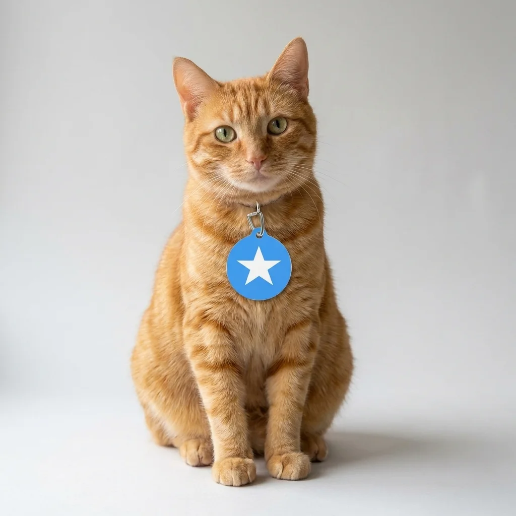 Somalia Blue White Star Pet Tag — lifestyle view