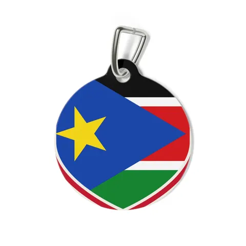 South Sudan Stripes & Blue Triangle Pet Tag — back view