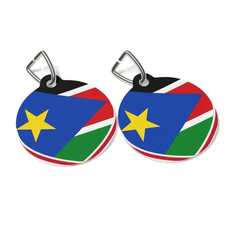 South Sudan Stripes & Blue Triangle Pet Tag — other view