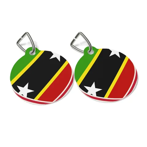 St. Kitts & Nevis Diagonal Stars Pet Tag — other view