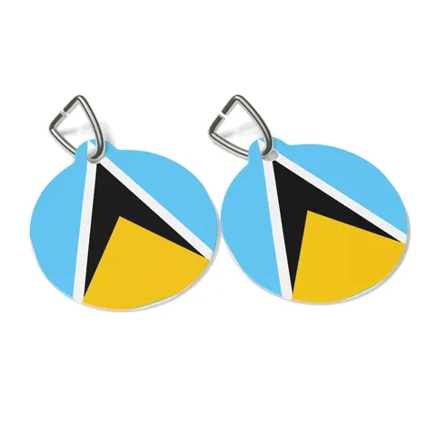Saint Lucia Blue Triangle Peak Pet Tag — other view