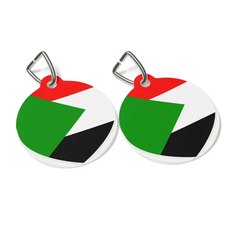 Sudan Red White Black Triangle Pet Tag — other view