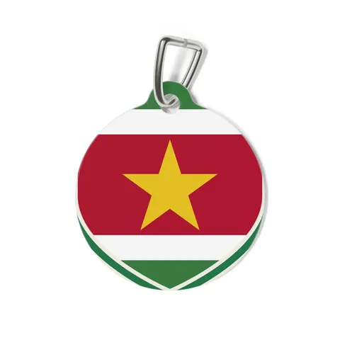 Suriname Red Green White Star Pet Tag — back view