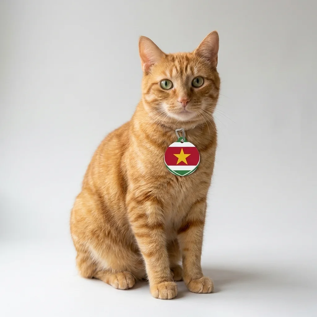 Suriname Red Green White Star Pet Tag — lifestyle view