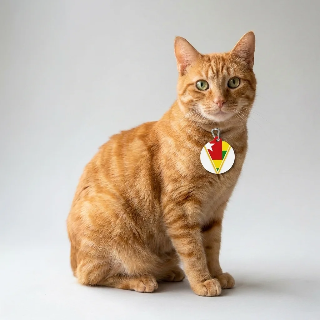 Togo Green Yellow Stripes Pet Tag — lifestyle view