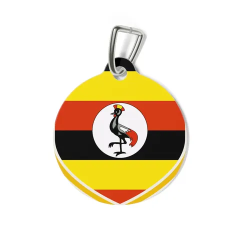 Uganda Black Yellow Red Bands Pet Tag — back view