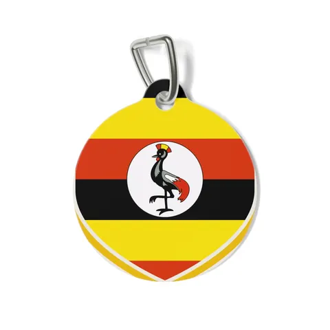 Uganda Black Yellow Red Bands Pet Tag — front view