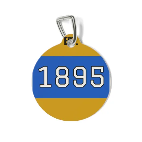 Fort Valley State 1895 Blue & Gold Pet Tag — front view
