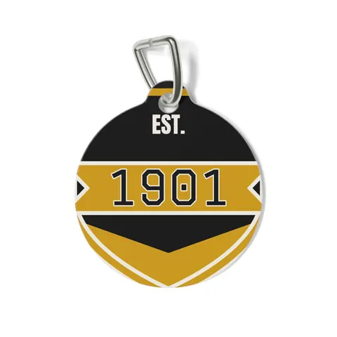 Grambling 1901 Black & Gold Edge Pet Tag — front view