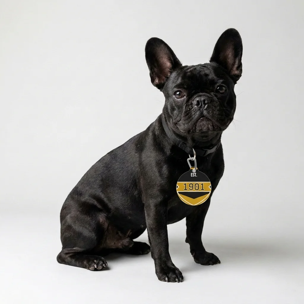 Grambling 1901 Black & Gold Edge Pet Tag — lifestyle view
