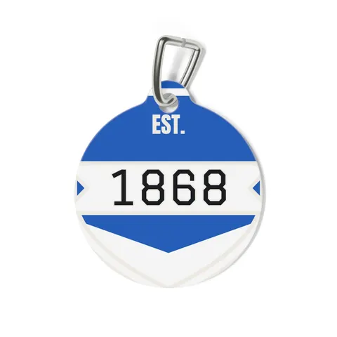 Hampton 1868 Blue & White Wave Pet Tag — back view