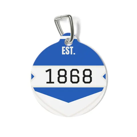 Hampton 1868 Blue & White Wave Pet Tag — front view