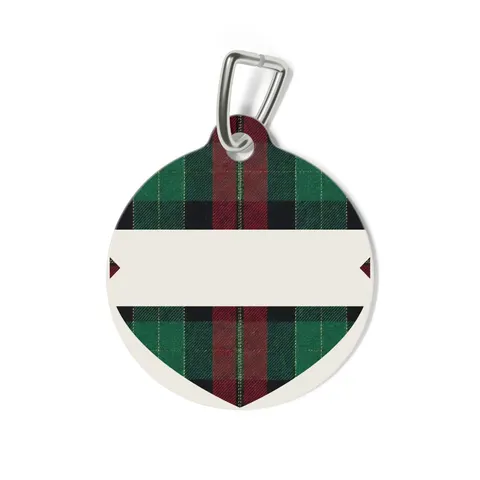 Holiday Fireplace Plaid Pet Tag — back view