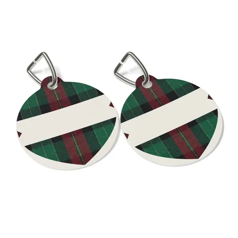 Holiday Fireplace Plaid Pet Tag — other view