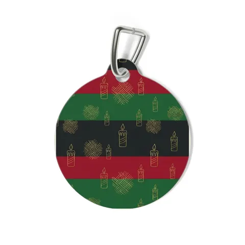 Holiday Kwanzaa Karamu Colors Pet Tag — back view