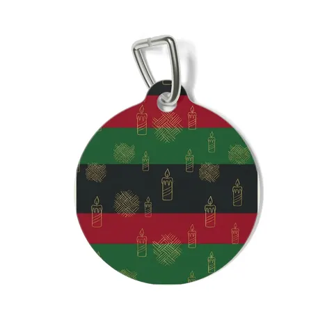 Holiday Kwanzaa Karamu Colors Pet Tag — front view