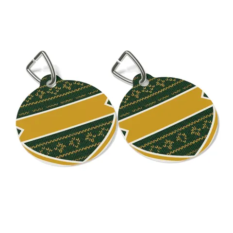 Holiday Green & Gold Knit Pet Tag — other view