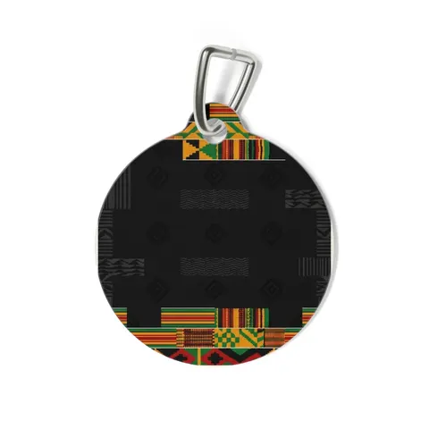 Holiday Kwanzaa Kente Border Pet Tag — back view