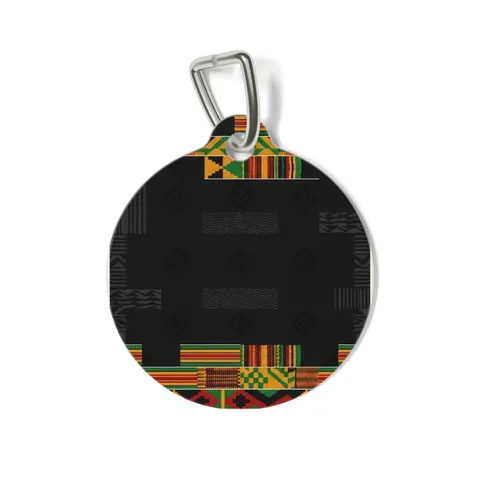 Holiday Kwanzaa Kente Border Pet Tag — front view