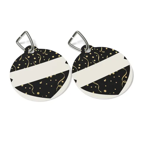 New Year Gold Confetti on Black Pet Tag — other view