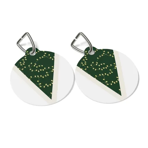 Holiday String Lights on Green Pet Tag — other view