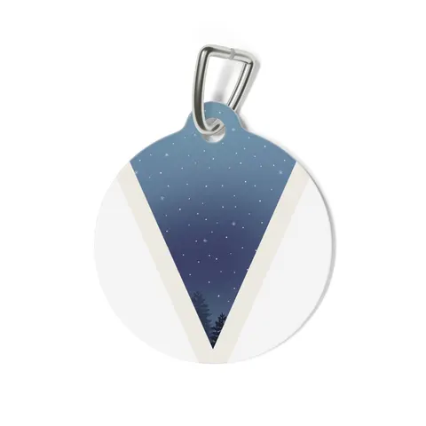 Winter Pine Tree Silhouettes Pet Tag — back view