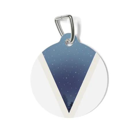Winter Pine Tree Silhouettes Pet Tag — front view