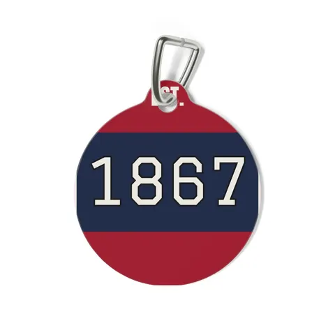 Howard 1867 Navy & Crimson Pet Tag — back view