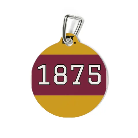 Huston-Tillotson 1875 Maroon & Gold Pet Tag — back view