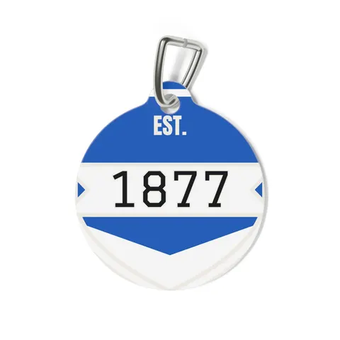 Jackson State 1877 Blue & White Split Pet Tag — back view