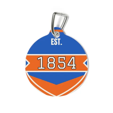 Lincoln (PA) 1854 Blue & Orange Pet Tag — back view