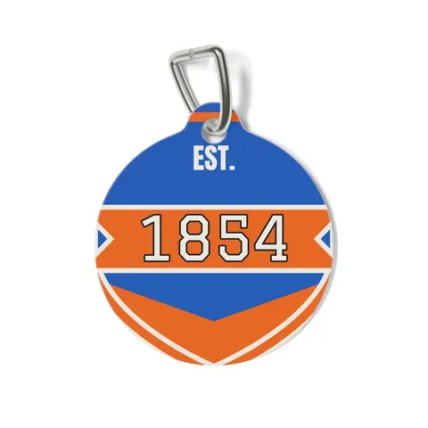 Lincoln (PA) 1854 Blue & Orange Pet Tag — front view