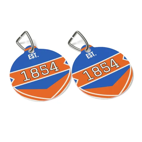 Lincoln (PA) 1854 Blue & Orange Pet Tag — other view