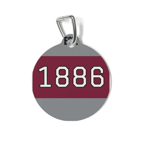 UMES 1886 Maroon & Grey Pet Tag — front view