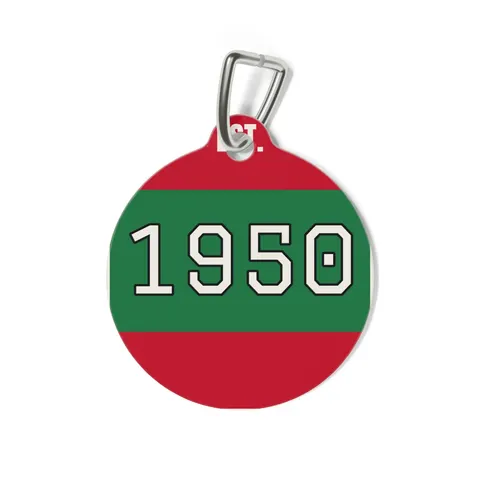Mississippi Valley State 1950 Green & Red Pet Tag — back view
