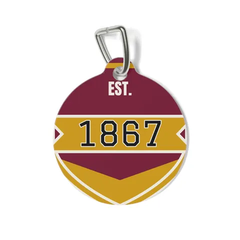 Morehouse 1867 Maroon & Gold Classic Pet Tag — front view