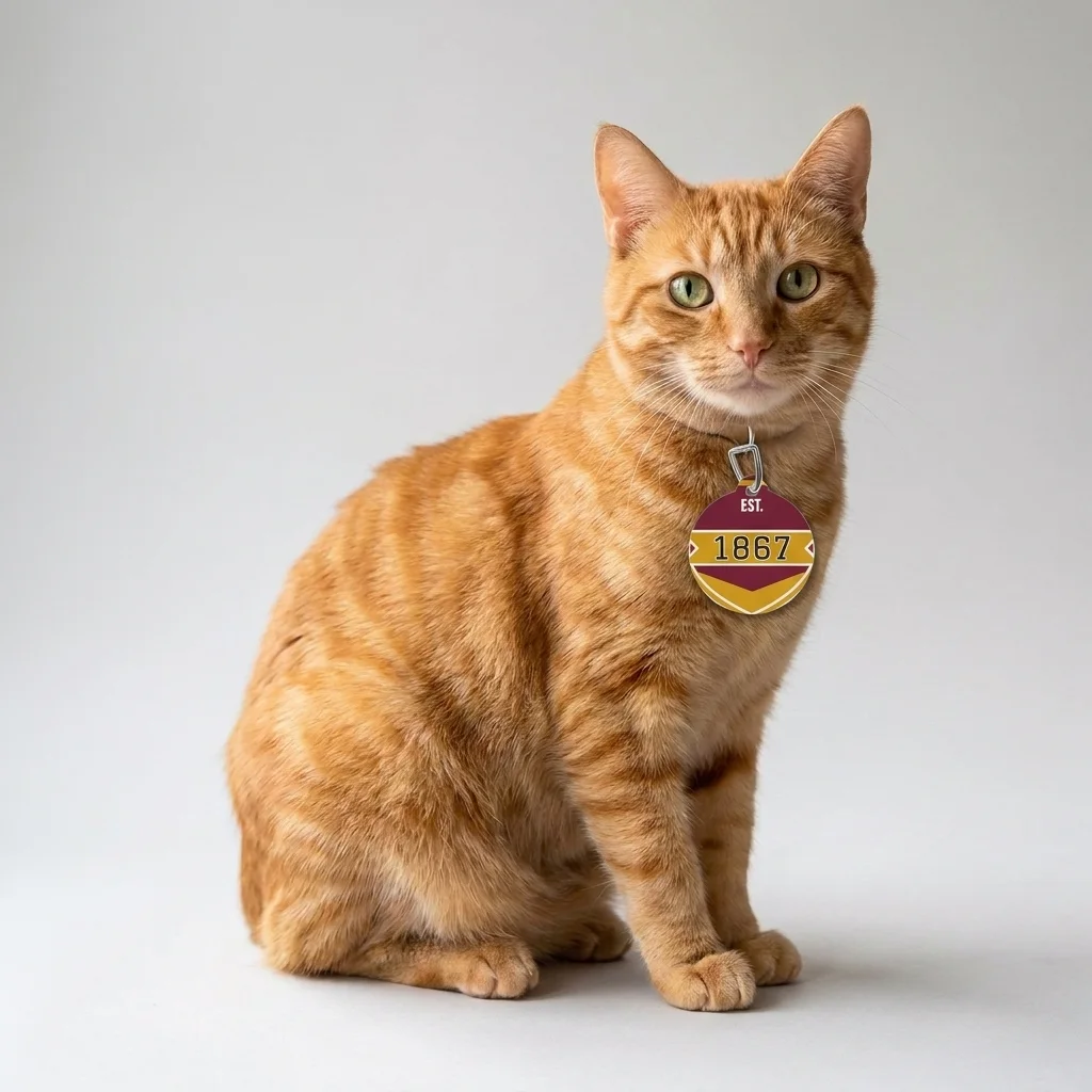 Morehouse 1867 Maroon & Gold Classic Pet Tag — lifestyle view