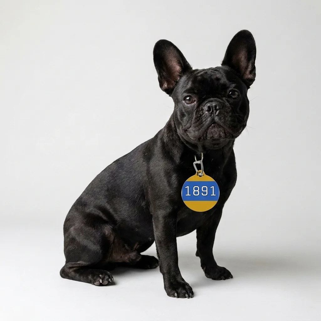 NC A&T 1891 Blue & Gold Tech Pattern Pet Tag — lifestyle view