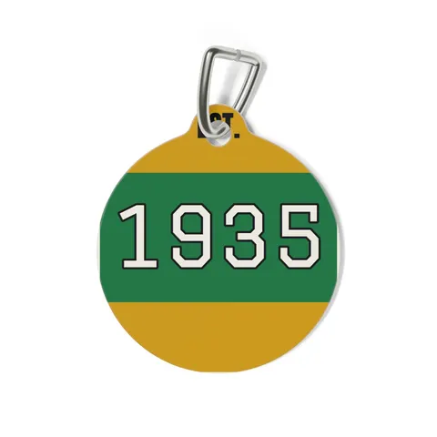 Norfolk State 1935 Green & Gold Pet Tag — back view