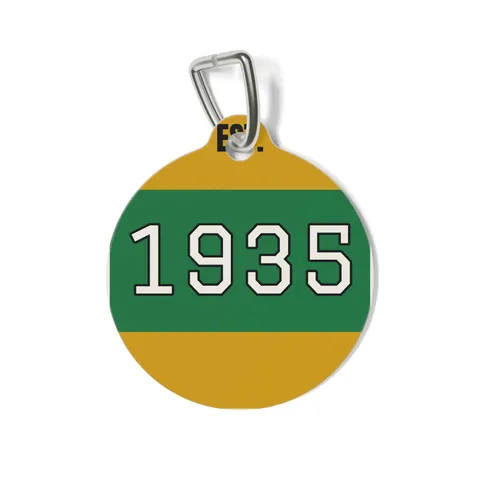 Norfolk State 1935 Green & Gold Pet Tag — front view