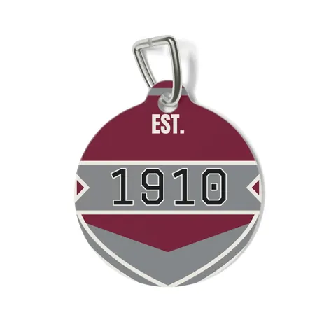 NC Central 1910 Maroon & Grey Pet Tag — front view